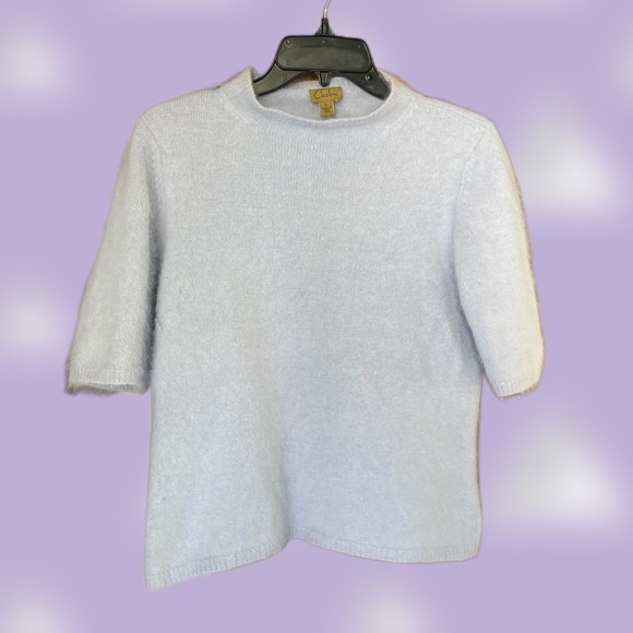 Calson Mock Neck Short Sleeve Angora Sweater Top - Picture 2 of 6